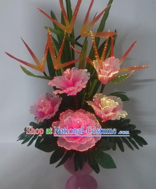 Traditional Handmade Chinese Peony Flowers Electric LED Lights Lamps Lamp Decoration