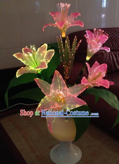 Traditional Handmade Chinese Lily Flowers Electric LED Lights Lamps Lamp Decoration