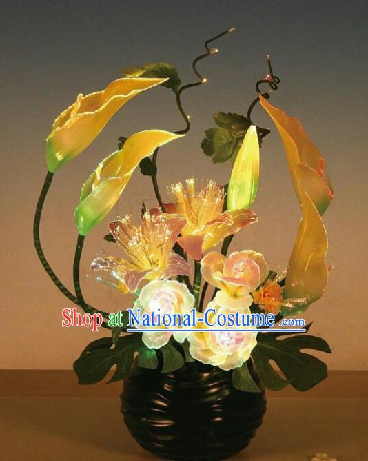 Traditional Handmade Chinese Bonsai Alocasia Lanterns Electric LED Lights Lamps Desk Lamp Decoration