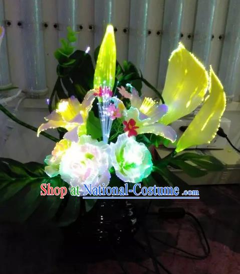 Traditional Handmade Chinese Common Callalily Lanterns Electric LED Lights Lamps Desk Lamp Decoration