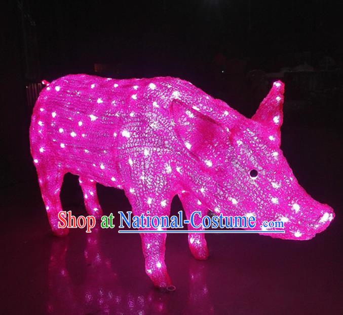 Traditional Handmade Chinese Zodiac Pig Electric LED Lights Lamps Lamp Decoration