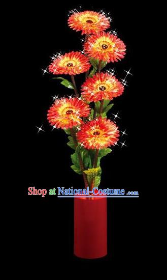 Traditional Handmade Chinese Red Chrysanthemum Lanterns Electric LED Lights Lamps Desk Lamp Decoration