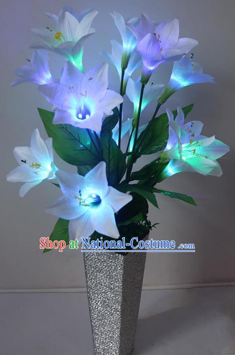 Traditional Handmade Chinese Lily Flowers Lanterns Electric LED Lights Lamps Desk Lamp Decoration