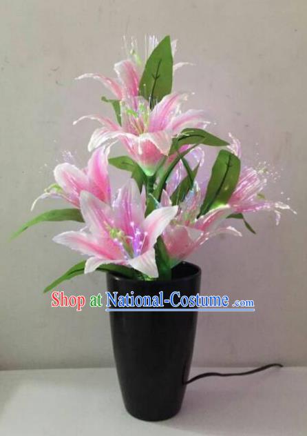 Traditional Handmade Chinese Lily Flowers Lanterns Electric LED Lights Lamps Desk Lamp Decoration