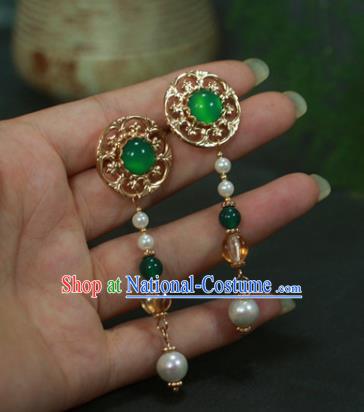 Traditional Chinese Ancient Handmade Green Hair Stick Classical Hair Accessories Hairpins for Women