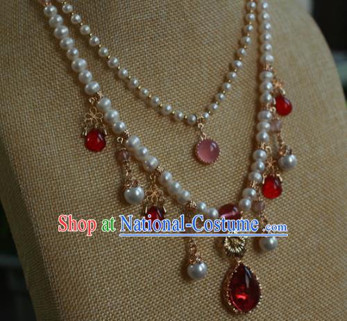 Traditional Chinese Ancient Handmade Hanfu Pearls Necklace for Women