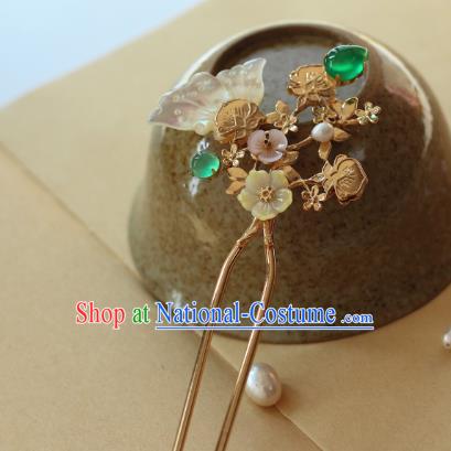 Traditional Chinese Ancient Shell Butterfly Hair Clips Hair Accessories Handmade Hanfu Hairpins for Women