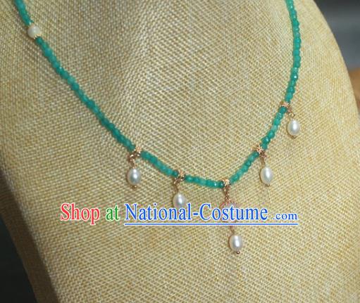 Traditional Chinese Ancient Handmade Necklace Hanfu Green Beads Necklets for Women