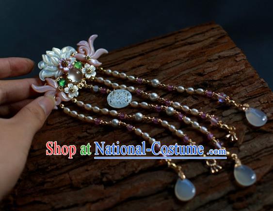 Traditional Chinese Ancient Pearls Tassel Hair Clips Hair Accessories Handmade Hanfu Hairpins for Women