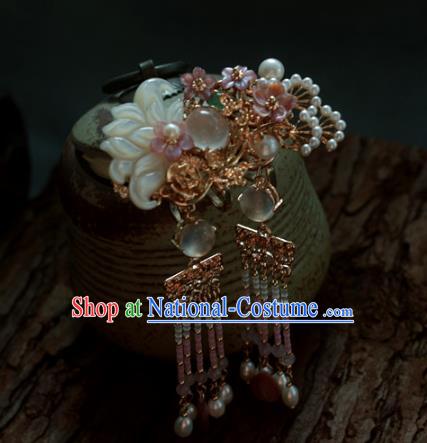 Traditional Chinese Ancient Hair Claws Hair Accessories Handmade Hanfu Shell Lotus Hairpins for Women