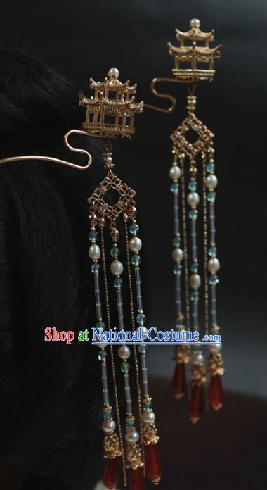 Traditional Chinese Ancient Hair Accessories Handmade Tassel Step Shake Hair Clip Hanfu Hairpins for Women