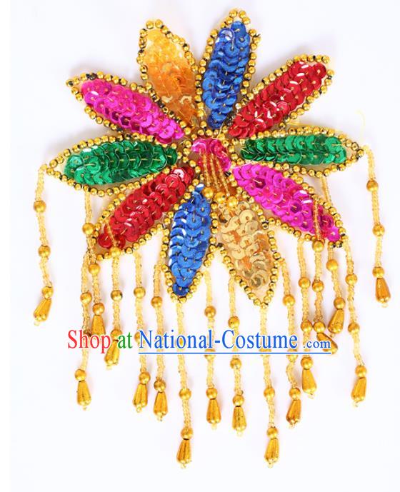 Chinese Traditional Folk Dance Hair Accessories Yangko Colorful Sequins Headwear for Women