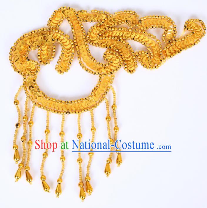 Chinese Traditional Folk Dance Hair Accessories Yangko Dance Golden Sequins Headwear for Women