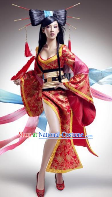 Traditional Chinese Ancient Banshee Costume, China Tang Dynasty Palace Lady Clothing for Women