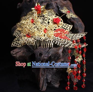 Chinese Ancient Wedding Hair Accessories Xiuhe Suit Phoenix Coronet Traditional Palace Lady Headwear for Women