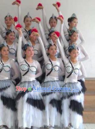 Traditional Chinese Classical Dance Costume, Folk Dance Yanko Swan Goose Dance Dress for Women