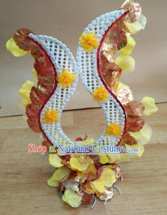 Chinese Classical Dance Hair Accessories Traditional Folk Dance Yellow Flowers Headwear for Women