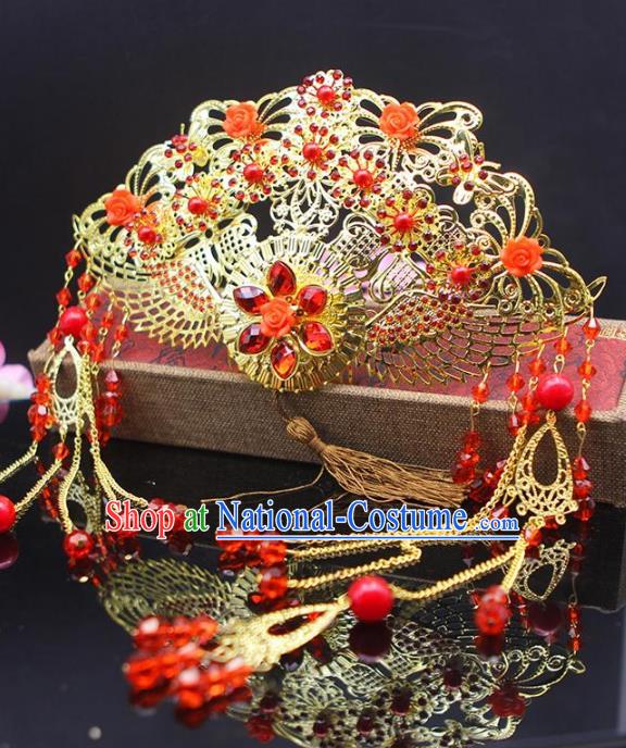 Chinese Ancient Hair Accessories Hanfu Hairpins Traditional Xiuhe Suit Phoenix Coronet Headwear for Women