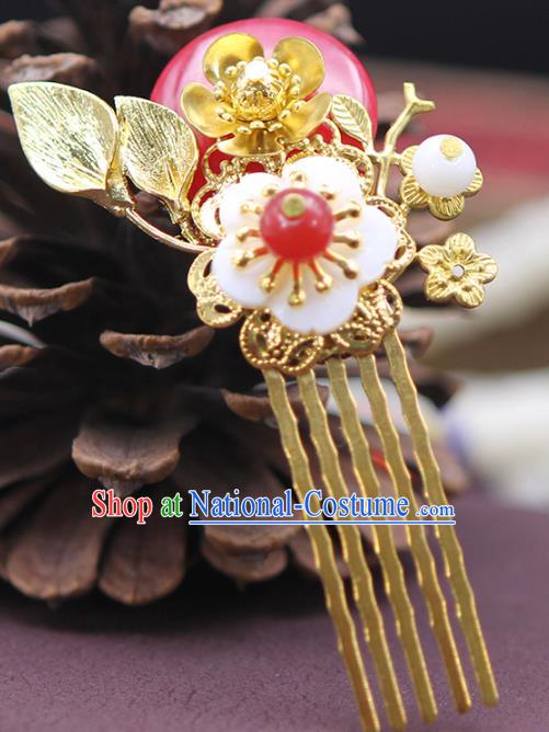 Chinese Ancient Hair Accessories Hanfu Golden Hair Comb Hairpins Traditional Palace Headwear for Women