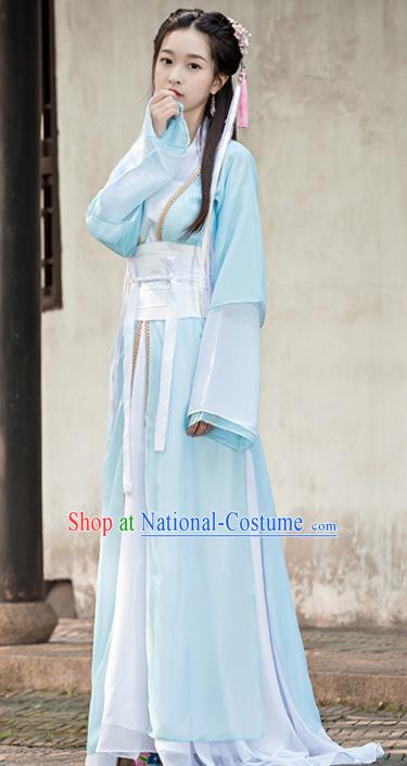 Traditional Chinese Ancient Swordswoman Costume Tang Dynasty Princess Hanfu Dress for Women