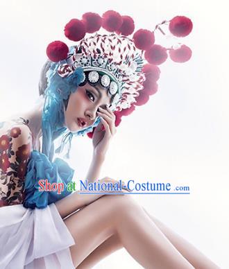 Chinese Ancient Beijing Opera Hair Accessories Phoenix Coronet Traditional Palace Lady Headwear for Women