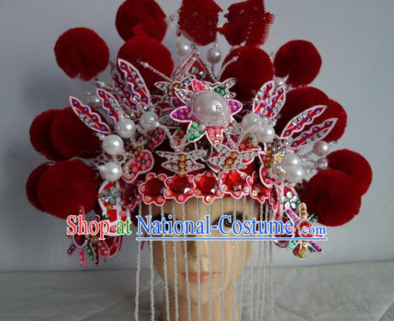 Chinese Traditional Phoenix Coronet Hair Accessories Classical Dance Beijing Opera Actress Headwear for Women