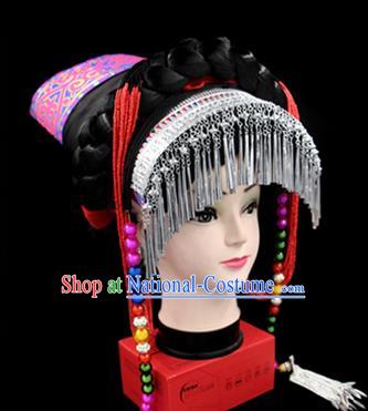 Traditional Chinese Miao Nationality Dance Clothing Hmong Ethnic Minority Costumes and Headwear