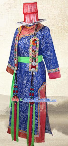 Traditional Chinese Yugu Nationality Costume, China Yuku Ethnic Minority Dance Clothing and Hats for Women