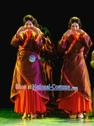 Traditional Chinese Folk Dance Hanfu Costume, China Classical Dance Clothing for Women