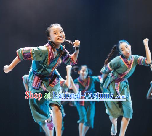 Traditional Chinese Folk Dance Costume, Children Classical Dance Yangge Dress Clothing for Kids