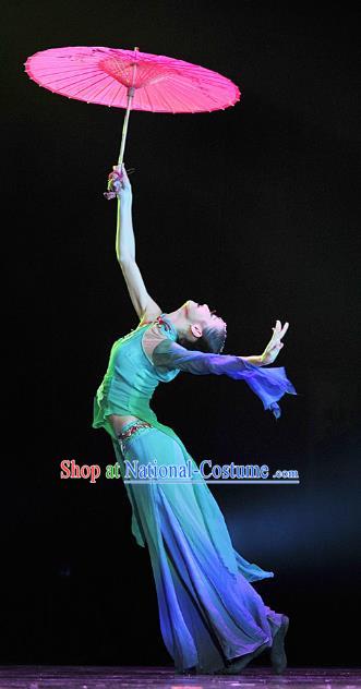 Traditional Chinese Folk Dance Yangko Dance Costume, China Classical Dance Blue Dress Clothing for Women