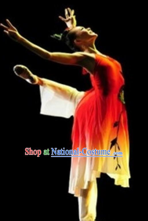 Traditional Chinese Classical Dance Costume, Folk Dance Umbrella Dance Clothing for Women