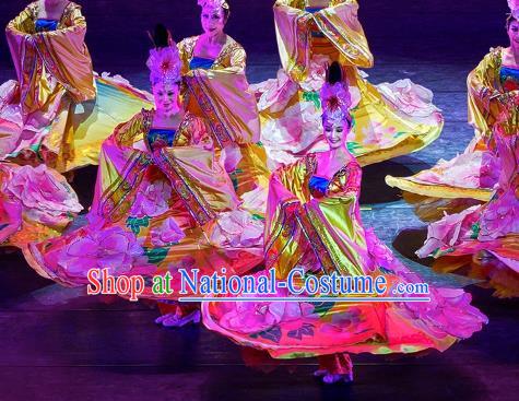 Traditional Chinese Classical Dance Costume, Folk Dance Peony Dance Clothing for Women