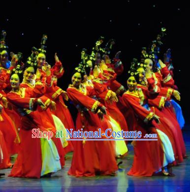 Chinese Traditional Folk Dance Classical Dance Stage Performance Costume, China Yangko Dance Hanfu Clothing for Women