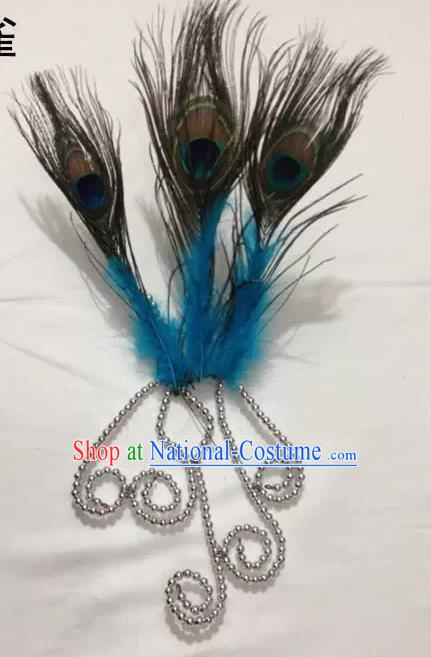 Chinese Traditional Folk Dance Hair Accessories Classical Dance Pavane Feather Headwear for Women