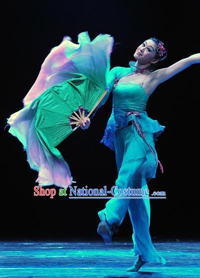 Chinese Traditional Fan Dance Stage Performance Costumes Folk Dance Classical Dance Dress for Women