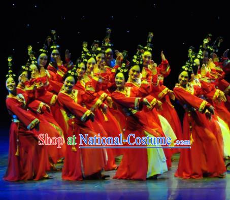 Traditional Chinese Ancient Dance Costume, China Folk Dance Classical Dance Hanfu Embroidery Clothing for Women