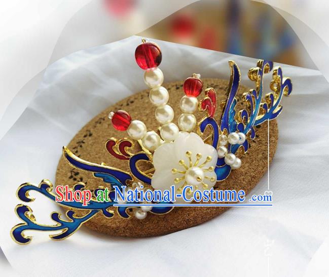 Chinese Traditional Ancient Hair Accessories Classical Blueing Hair Comb Hanfu Hairpins for Women