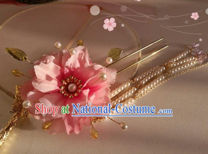 Chinese Traditional Ancient Hair Accessories Classical Pearls Tassel Hair Clip Hanfu Hairpins for Women