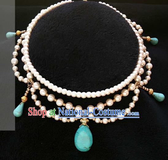 Chinese Traditional Ancient Accessories Classical Pearls Tassel Necklace Hanfu Necklet for Women