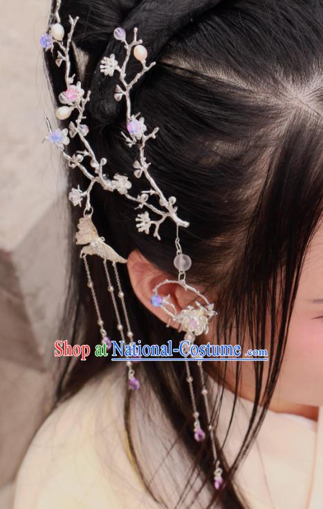 Chinese Traditional Ancient Hair Accessories Classical Hairpins Tassel Butterfly Hair Comb Headwear for Women