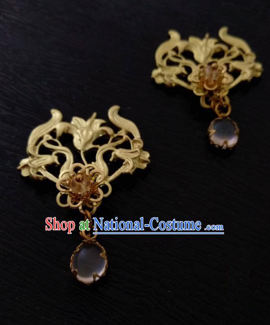 Chinese Traditional Ancient Hair Accessories Classical Brass Hairpins Hanfu Hair Stick Headwear for Women