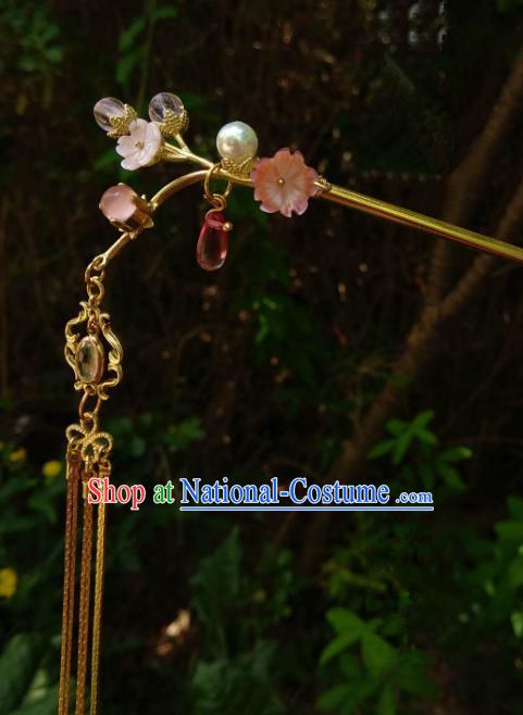 Chinese Traditional Ancient Hair Accessories Classical Brass Hairpins Hanfu Flowers Hair Clip Headwear for Women