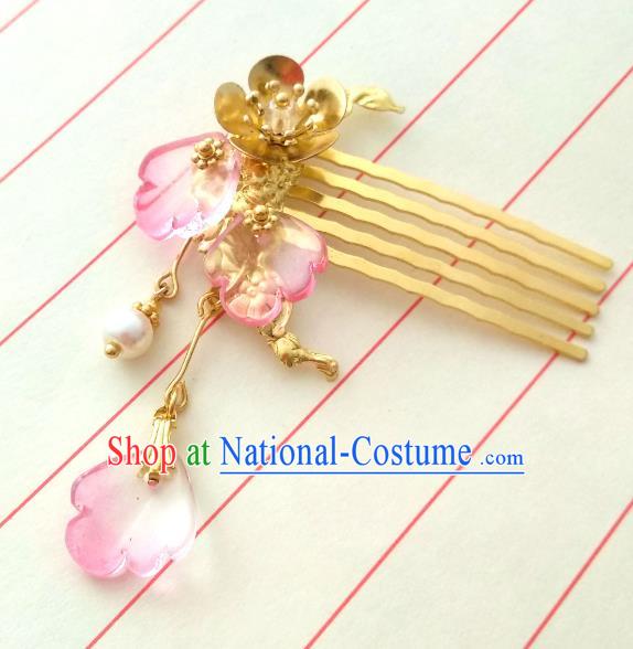 Chinese Traditional Ancient Hair Accessories Classical Hairpins Hanfu Brass Hair Comb Headwear for Women