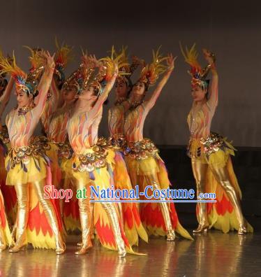 Traditional Chinese Sunbird Dance Costume, China Folk Dance Classical Dance Dress for Women