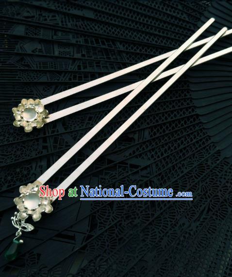 Chinese Traditional Ancient Hair Accessories Classical Hanfu Green Grass Hairpins for Women