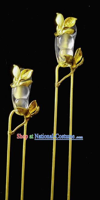 Chinese Traditional Ancient Hair Accessories Classical Hanfu Brass Hairpins for Women