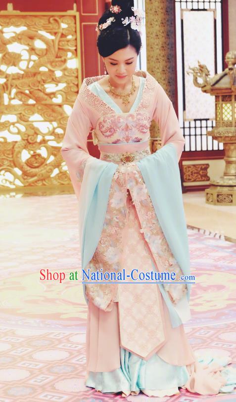 Chinese Ancient Palace Lady Hanfu Dress Tang Dynasty Imperial Concubine Embroidered Historical Costumes for Women