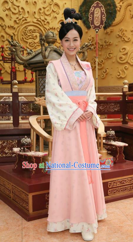 Chinese Ancient Palace Lady Hanfu Dress Tang Dynasty Las Meninas Embroidered Costumes for Women