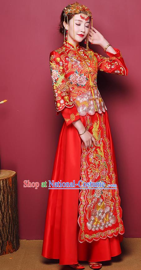 Traditional Chinese Wedding Costumes Traditional Xiuhe Suits Ancient Chinese bridal Full Dress